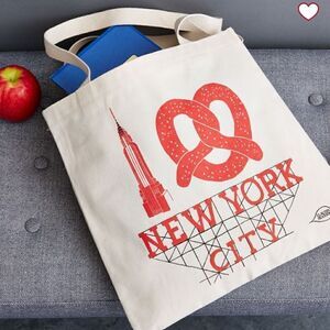 Claudia Pearson City Toe Bag Series New York City Cream Red Artwork Canvas Bag